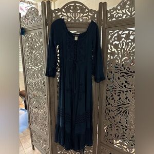 The Pyramid Collection Navy Lace-Up Dress